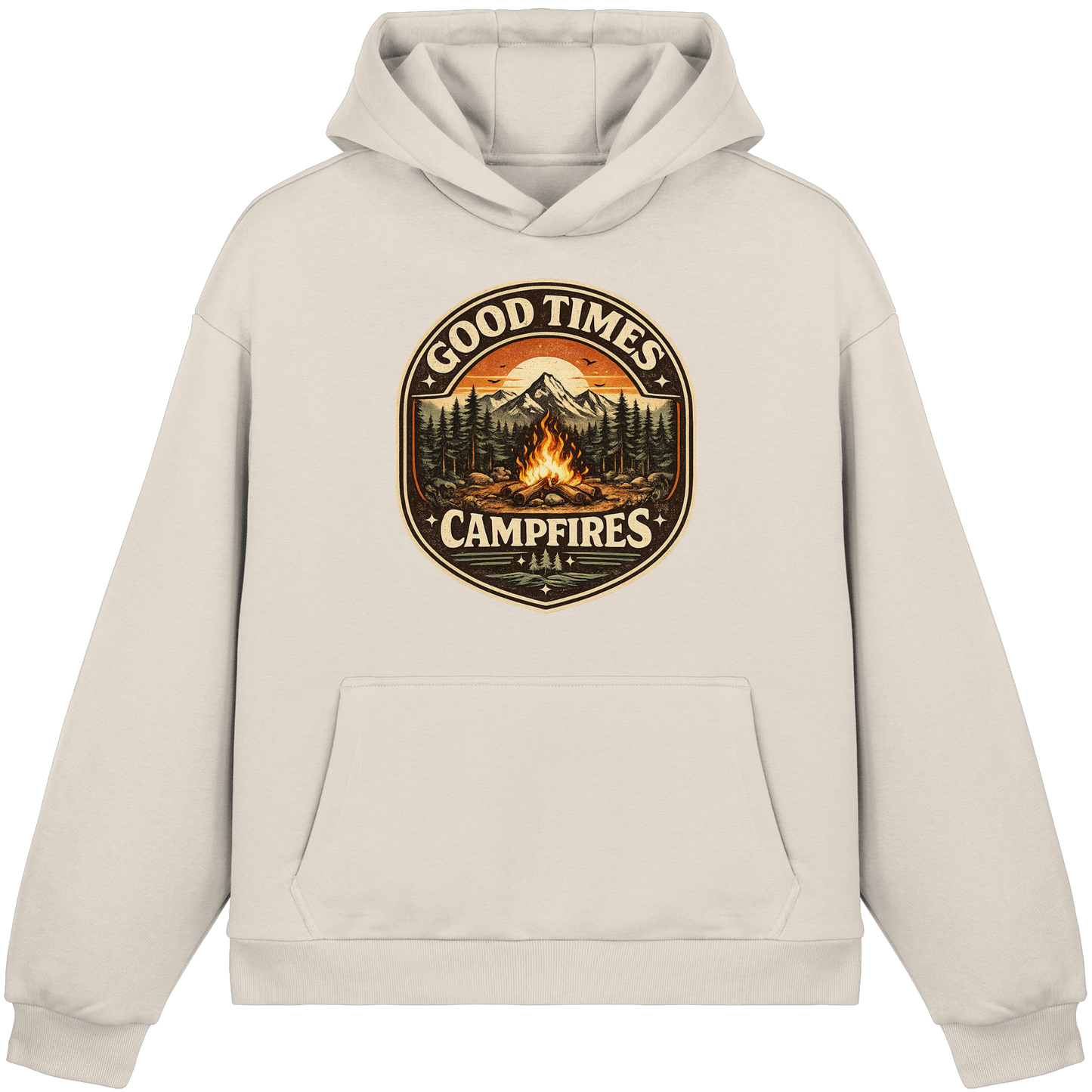 Clever Outdoor Good Times Campfires - Fluffy Boxcut Hoodie