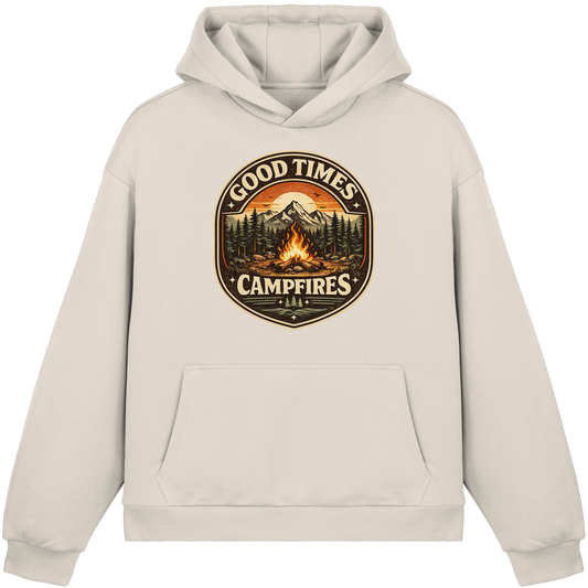Clever Outdoor Good Times Campfires - Fluffy Boxcut Hoodie - clever-outdoor.de