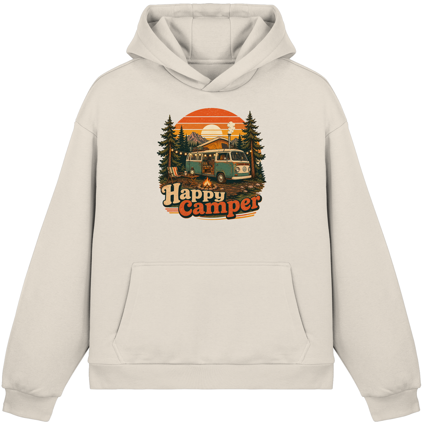 Clever Outdoor Happy Camper - Fluffy Boxcut Hoodie
