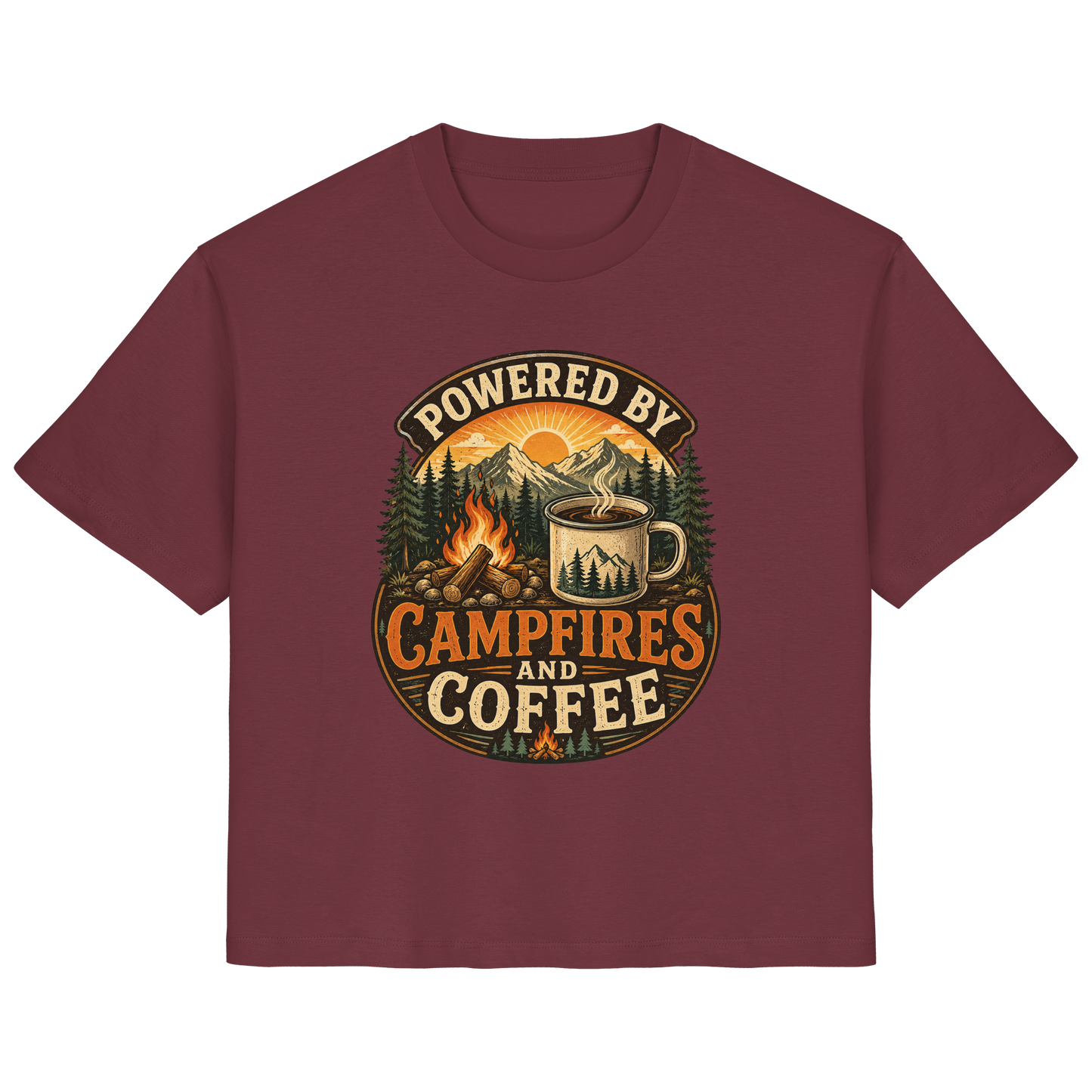 Clever Outdoor Powered by Campfires and Coffee - Ladies Organic Shirt
