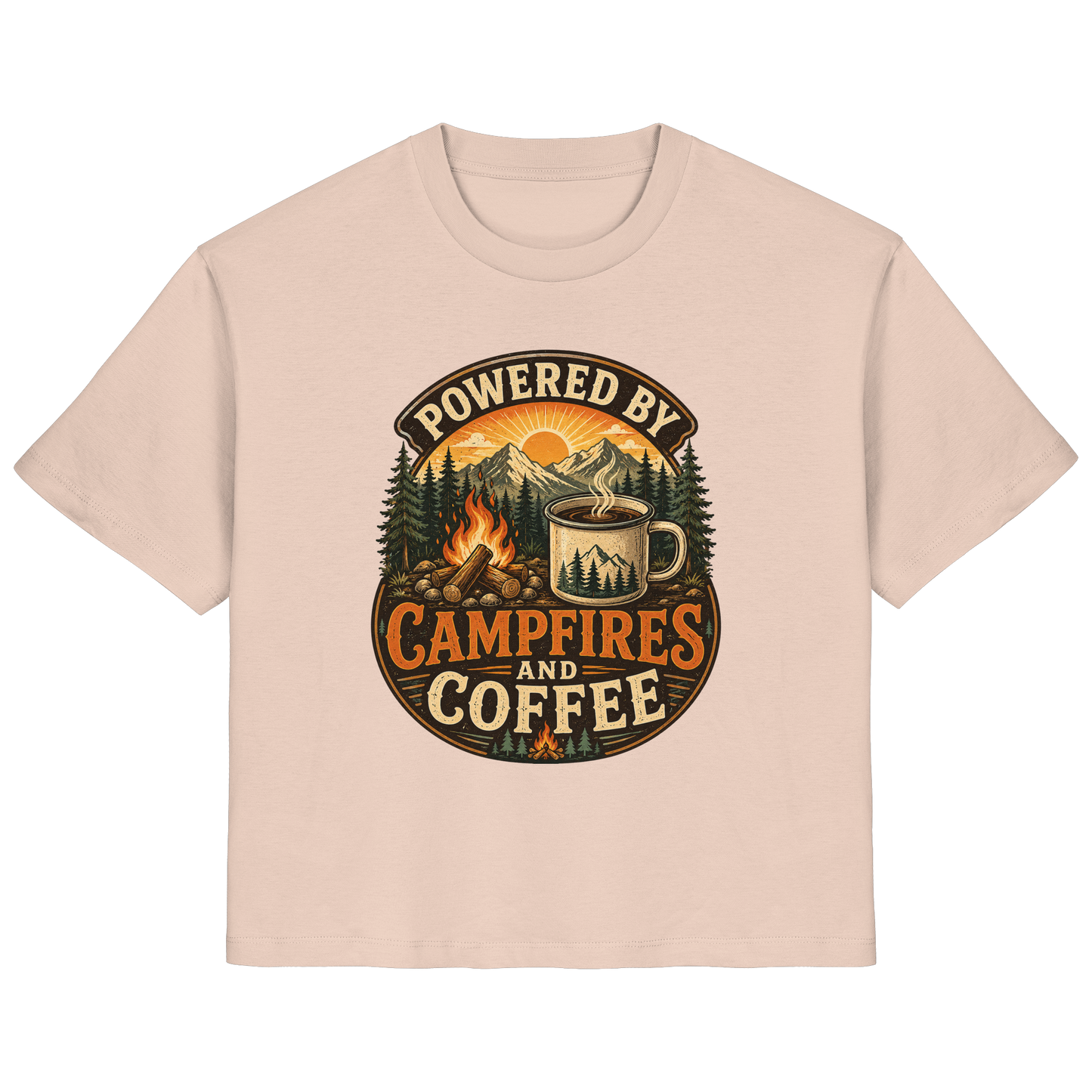 Clever Outdoor Powered by Campfires and Coffee - Ladies Organic Shirt