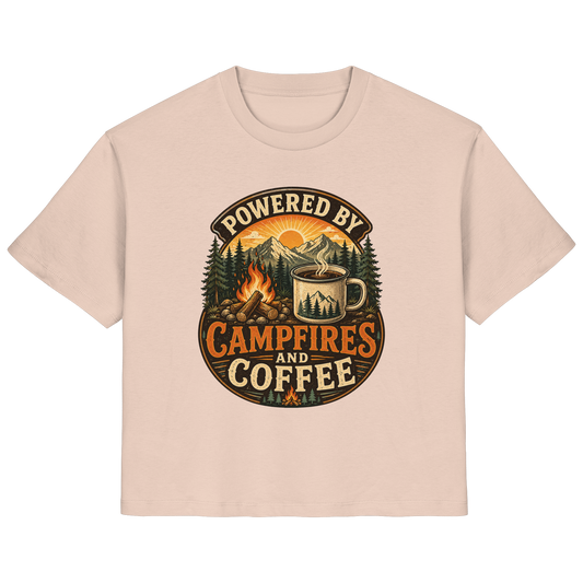 Clever Outdoor Powered by Campfires and Coffee - Ladies Organic Shirt - clever-outdoor.de