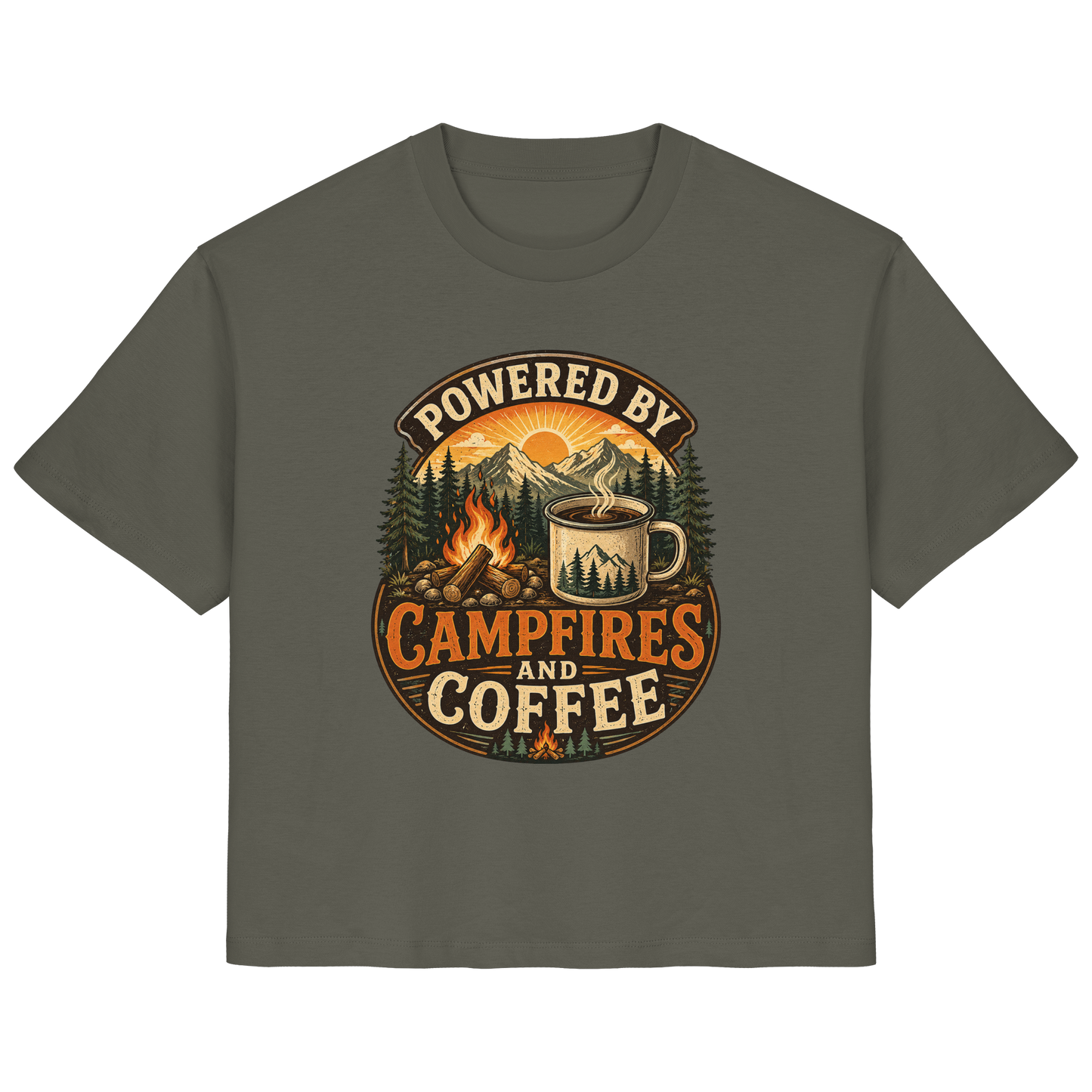 Clever Outdoor Powered by Campfires and Coffee - Ladies Organic Shirt