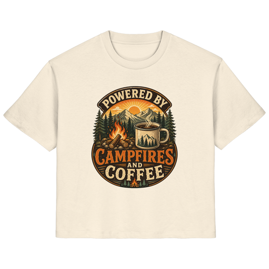 Clever Outdoor Powered by Campfires and Coffee - Ladies Organic Shirt - clever-outdoor.de