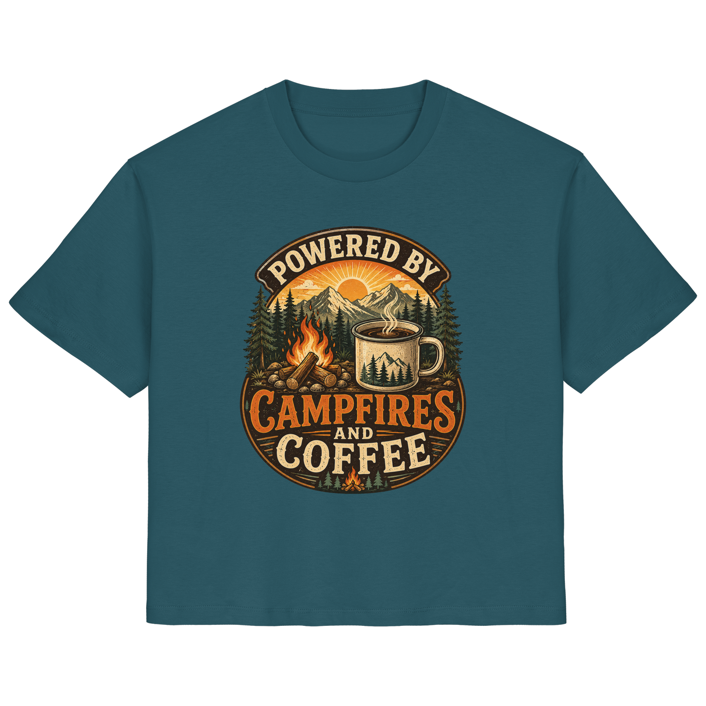 Clever Outdoor Powered by Campfires and Coffee - Ladies Organic Shirt