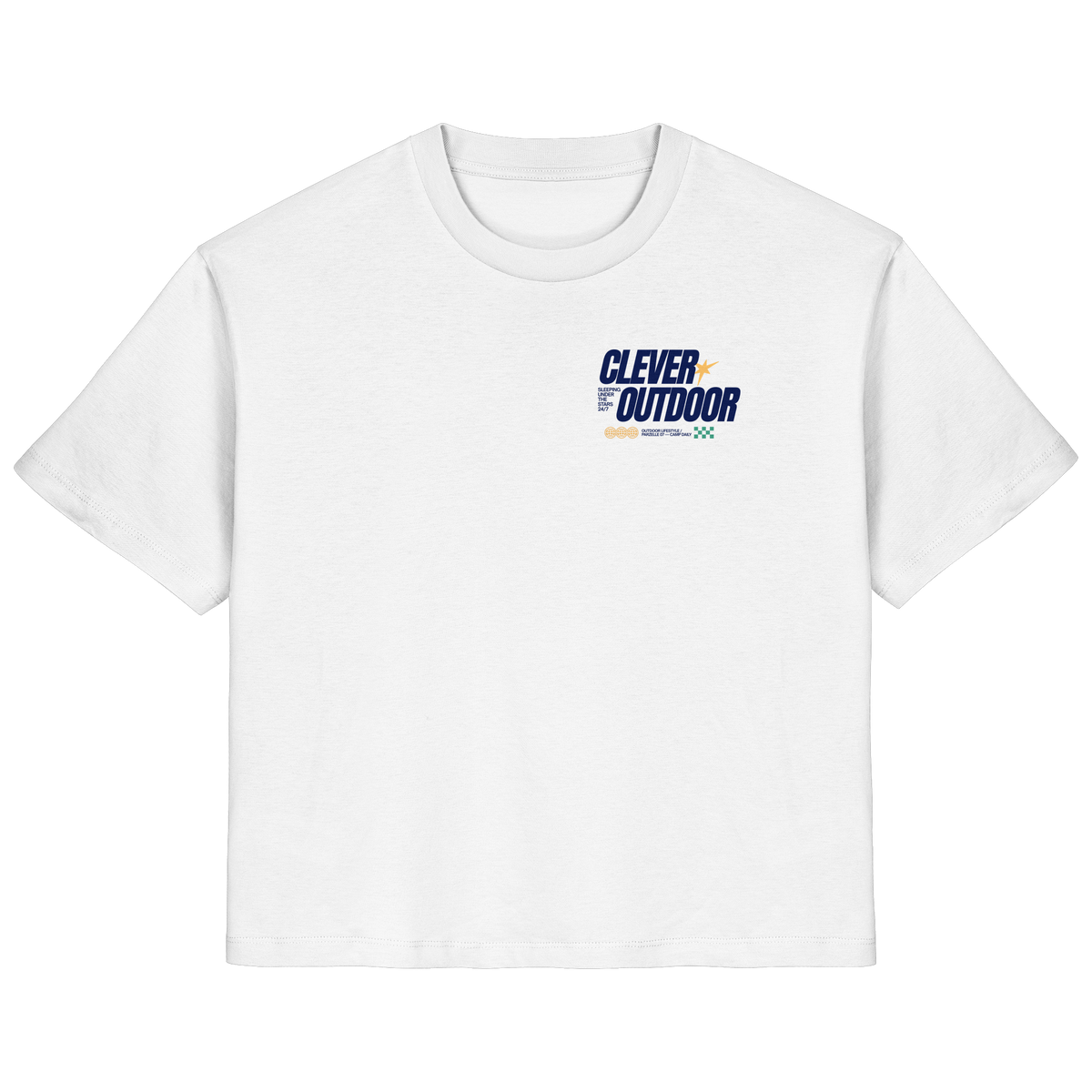 Clever Outdoor Lifestyle Ladies Organic Shirt in Weiß – Damen Camping & Outdoor T-Shirt, Vorderansicht