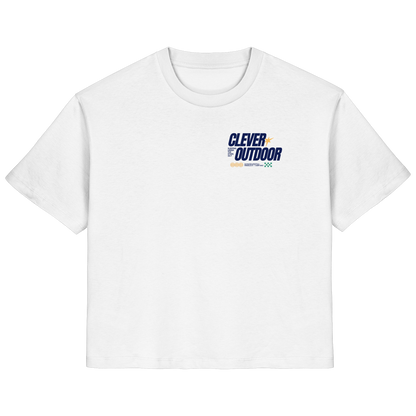 Clever Outdoor Lifestyle Ladies Organic Shirt in Weiß – Damen Camping & Outdoor T-Shirt, Vorderansicht