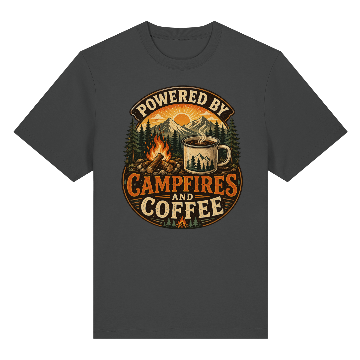 Clever Outdoor Powered by Campfires and Coffee - Organic Heavy Shirt