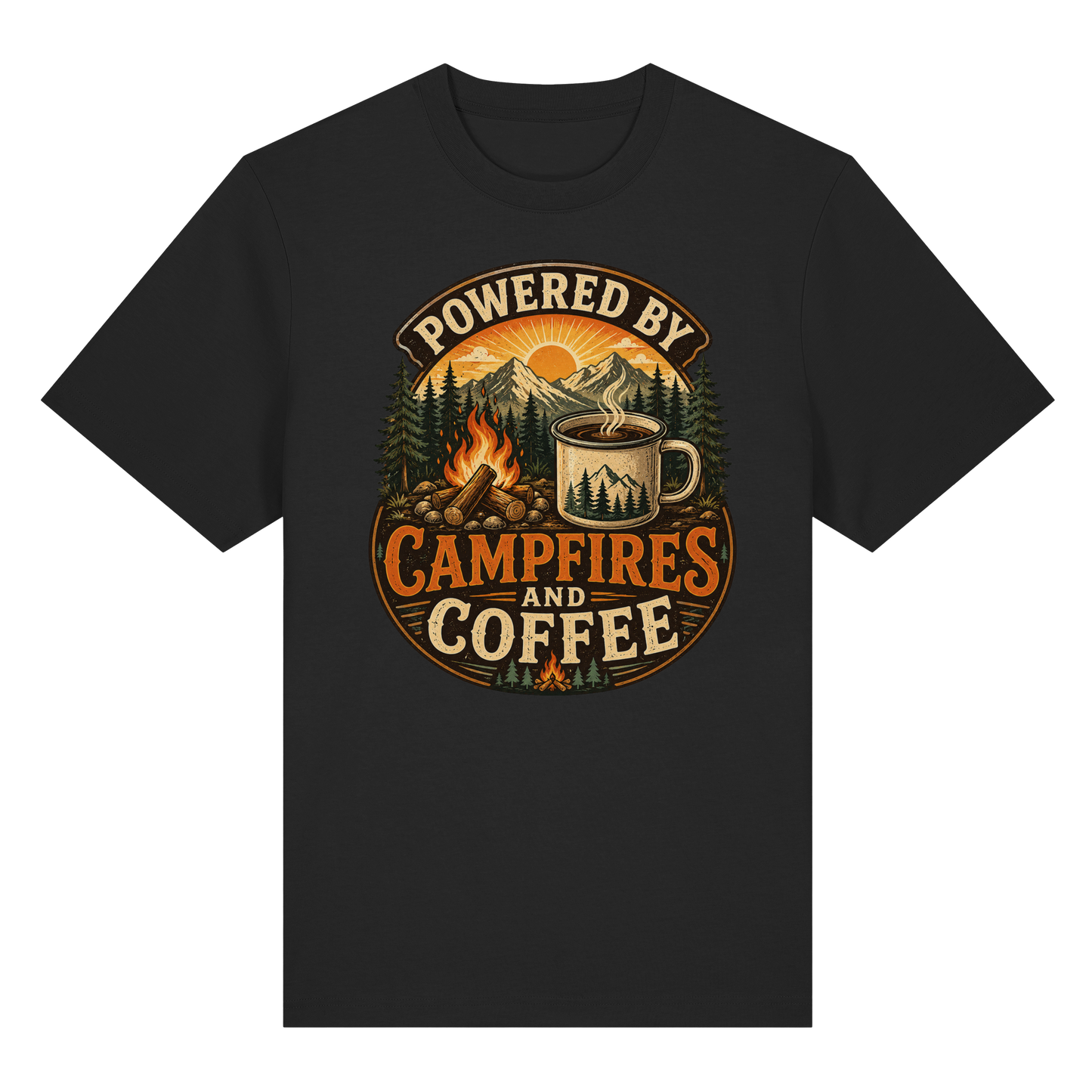 Clever Outdoor Powered by Campfires and Coffee - Organic Heavy Shirt