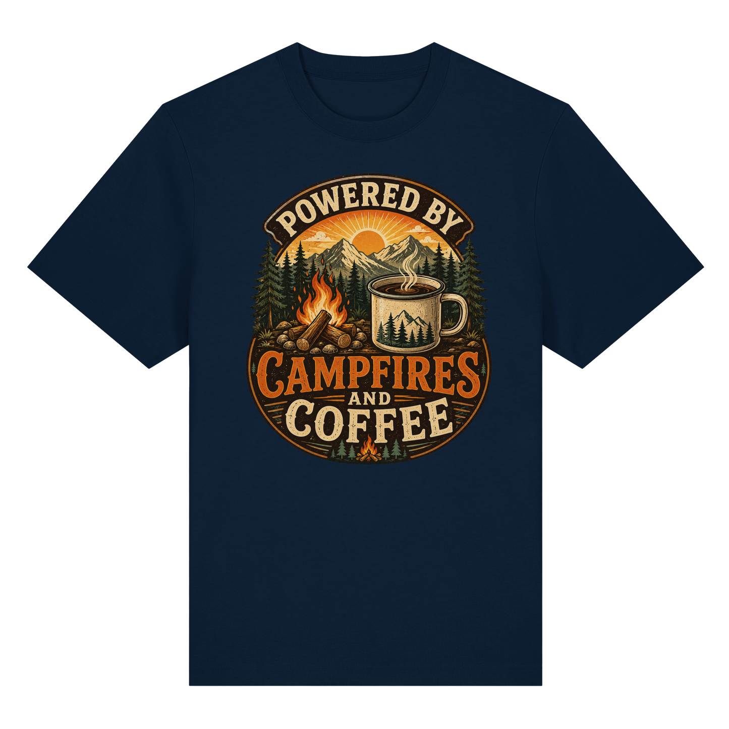 Clever Outdoor Powered by Campfires and Coffee - Organic Heavy Shirt