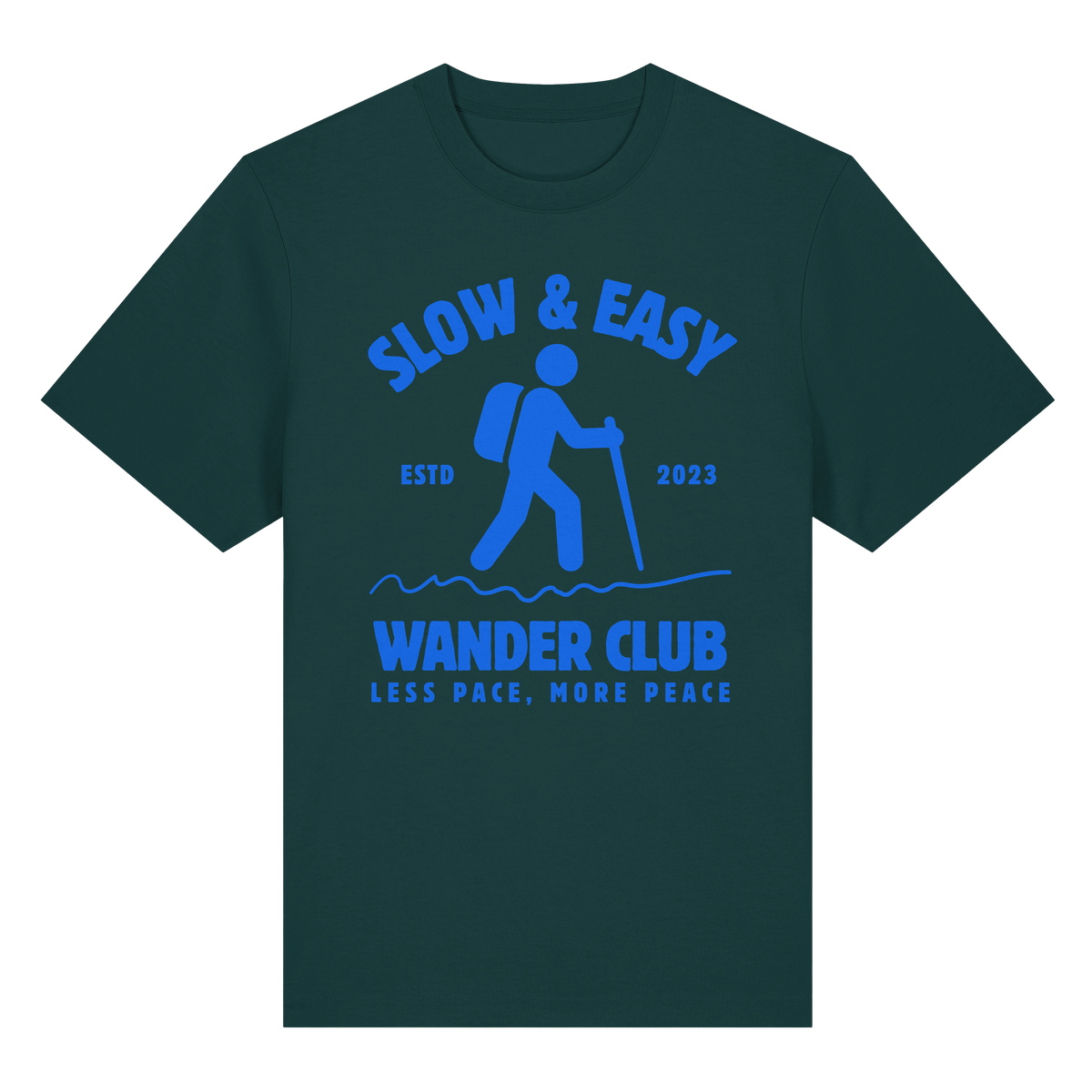 Clever Outdoor Slow & Easy Wander Club Organic Heavy Shirt in Glazed Green – Camping & Outdoor T-Shirt, Vorderansicht