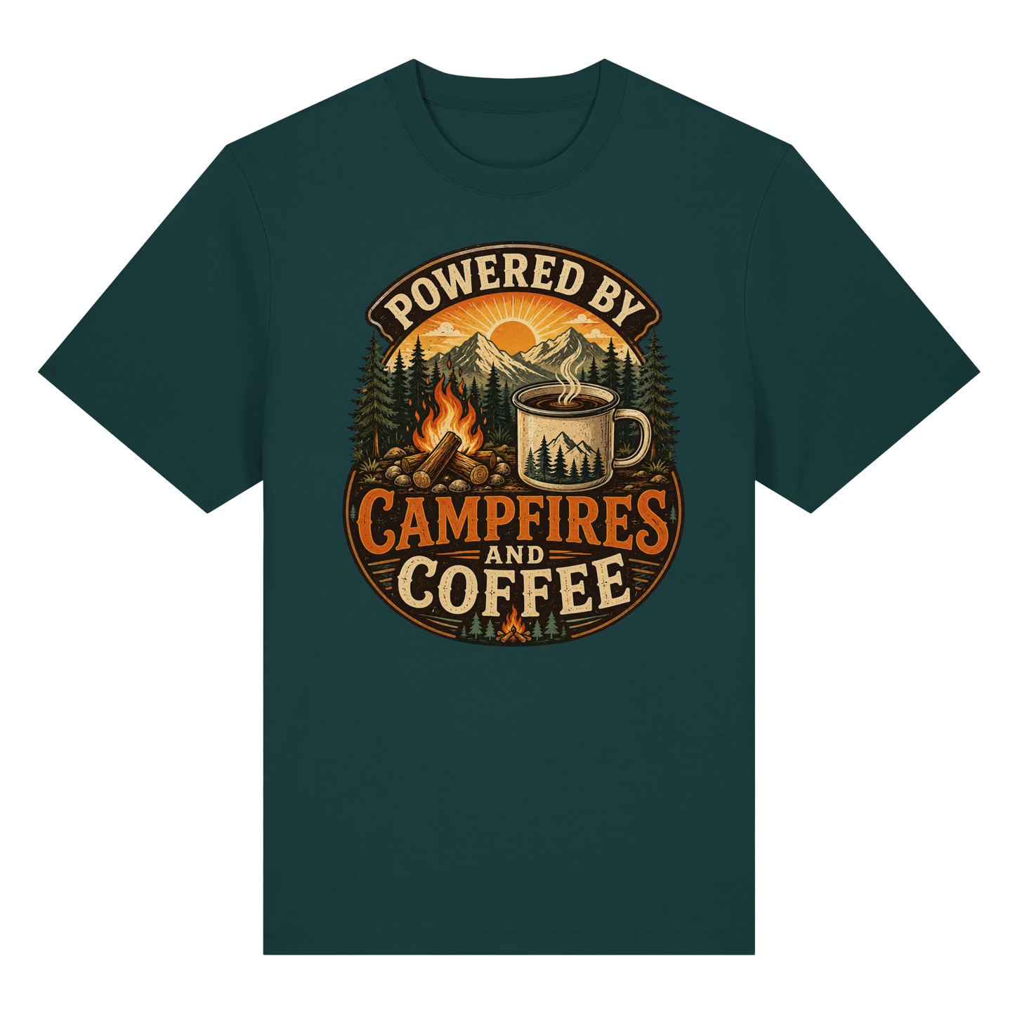 Clever Outdoor Powered by Campfires and Coffee - Organic Heavy Shirt