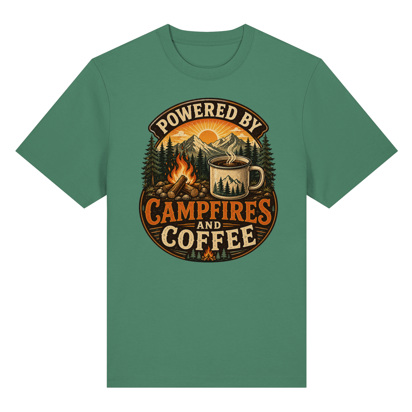 Clever Outdoor Powered by Campfires and Coffee - Organic Heavy Shirt