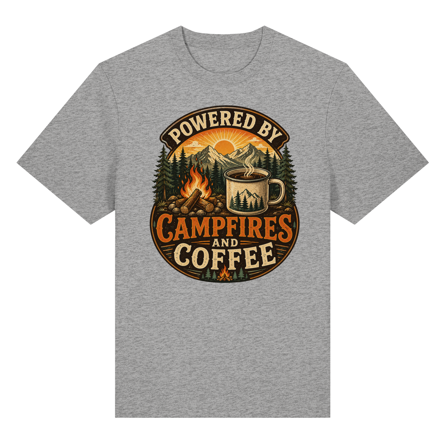 Clever Outdoor Powered by Campfires and Coffee - Organic Heavy Shirt