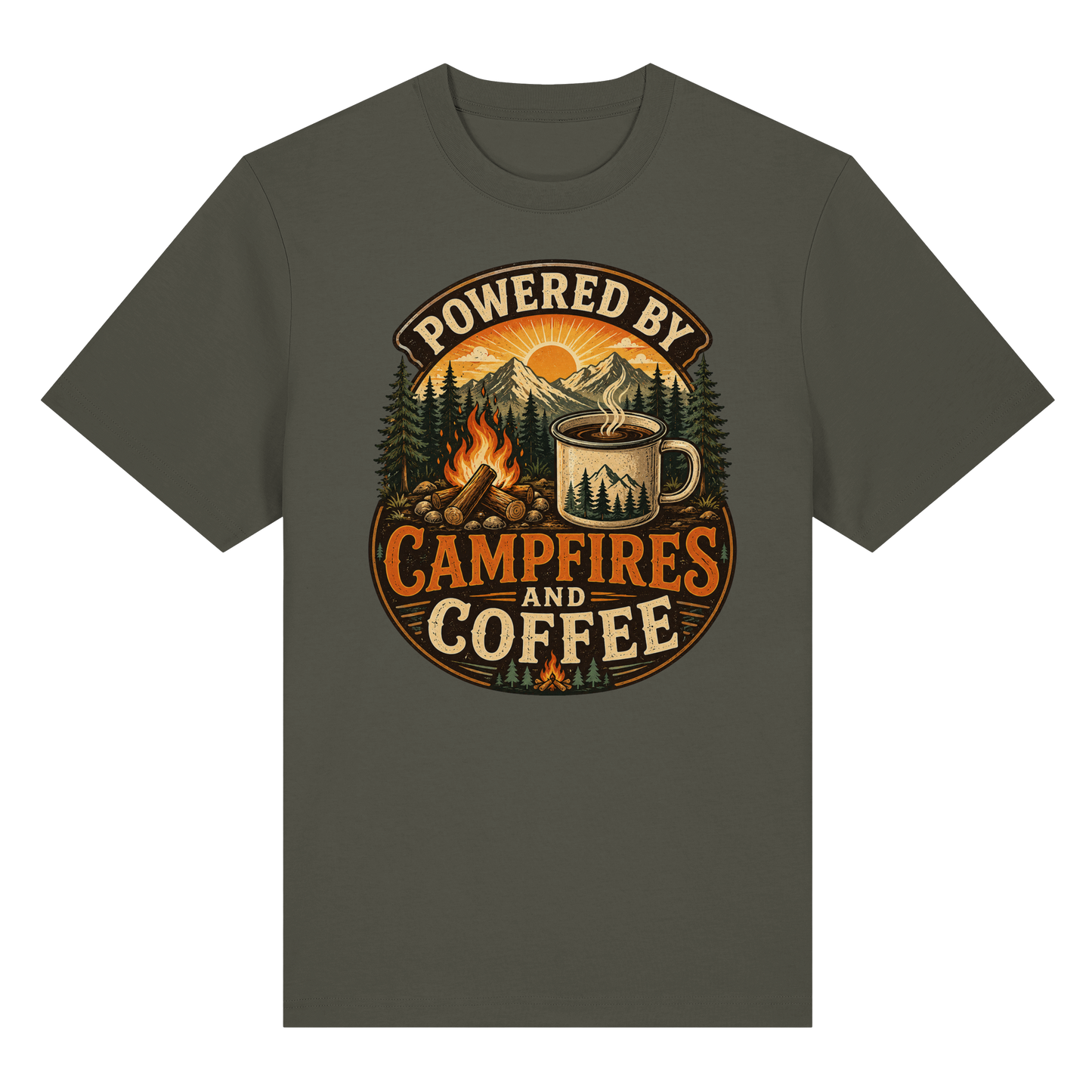 Clever Outdoor Powered by Campfires and Coffee - Organic Heavy Shirt
