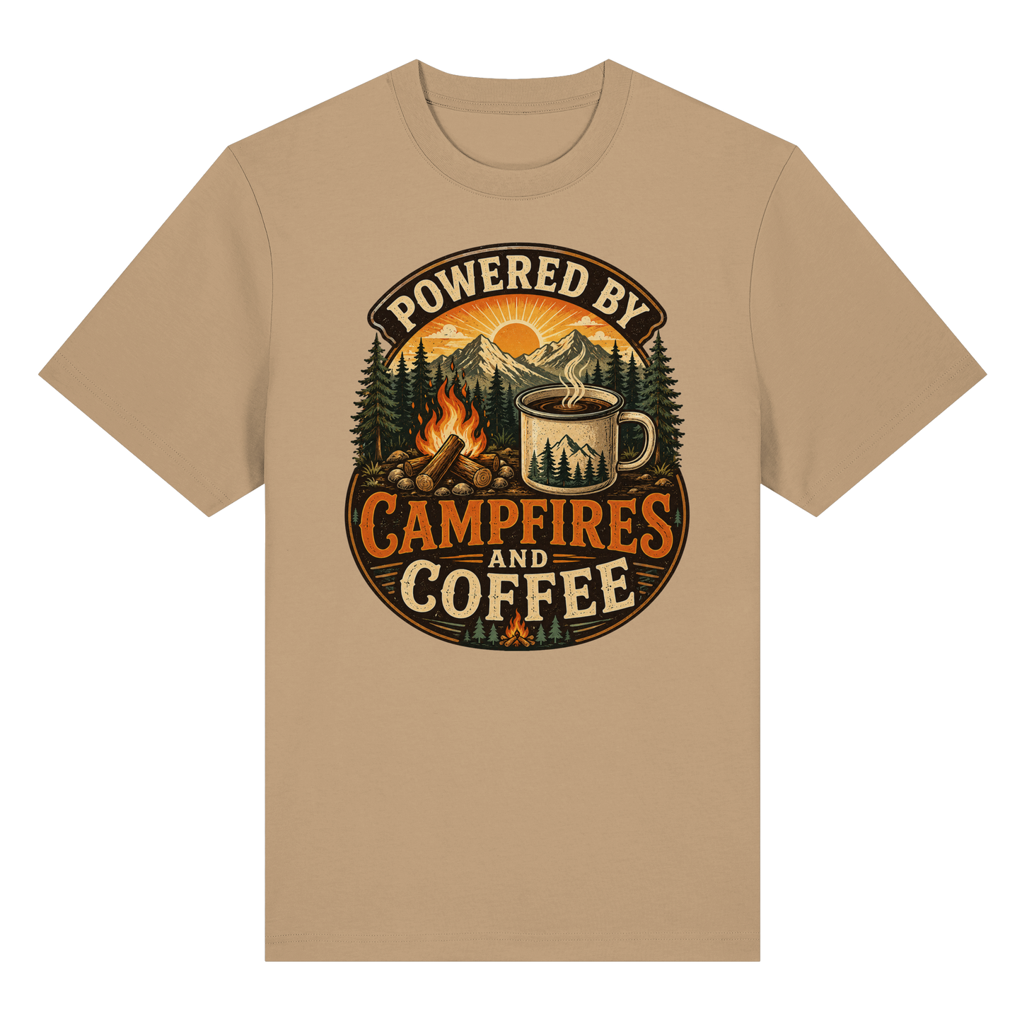 Clever Outdoor Powered by Campfires and Coffee - Organic Heavy Shirt