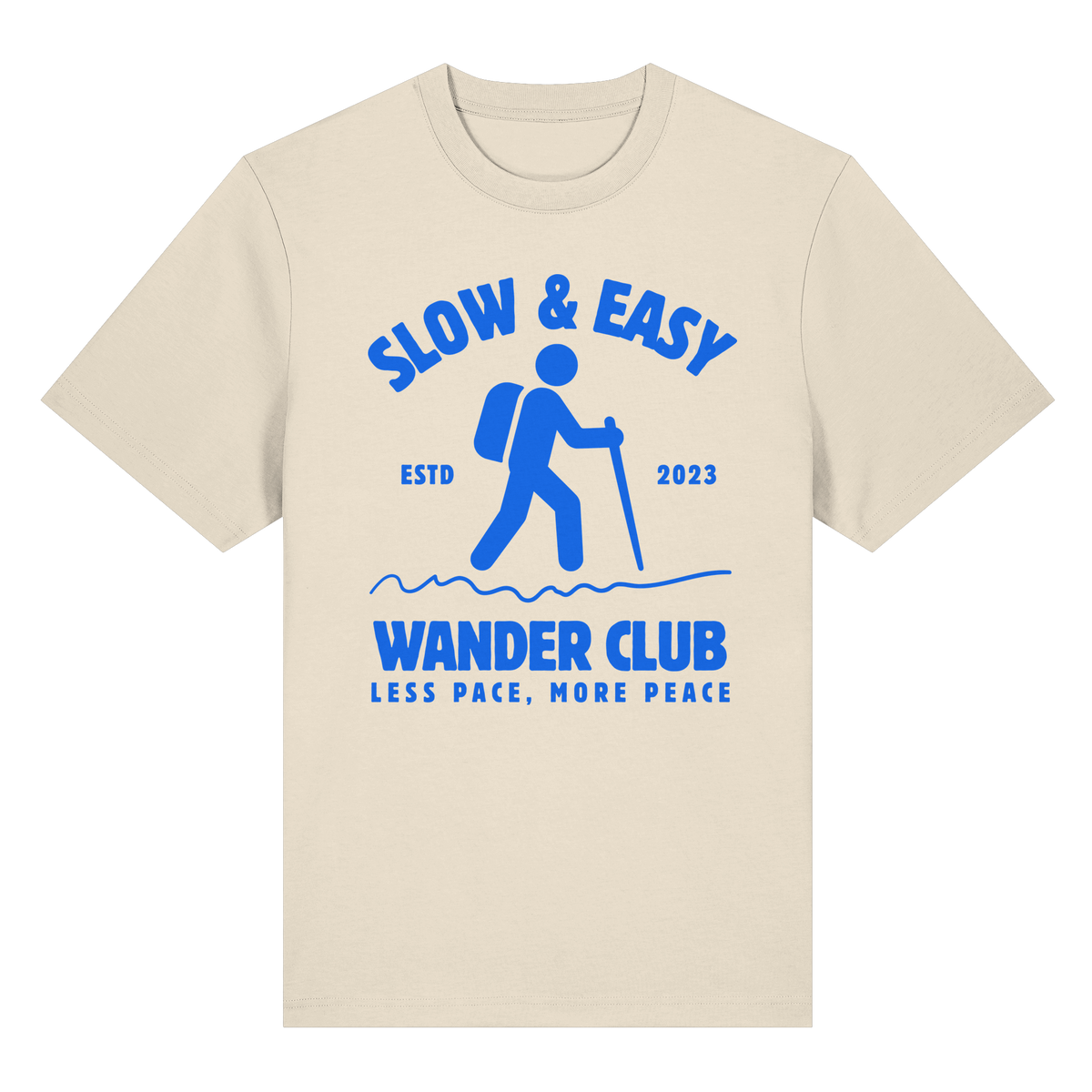 Clever Outdoor Slow & Easy Wander Club Organic Heavy Shirt in Natural Raw – Camping & Outdoor T-Shirt, Vorderansicht