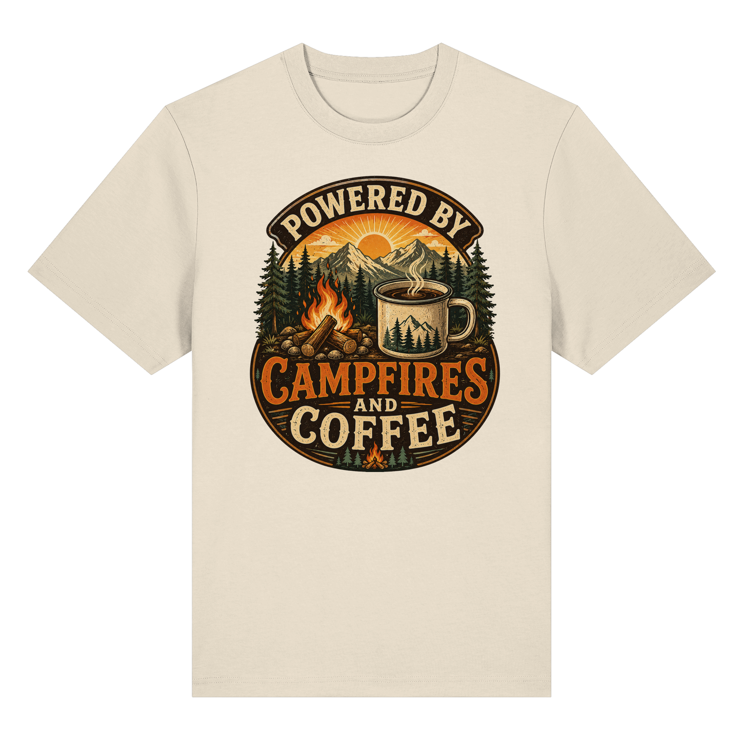 Clever Outdoor Powered by Campfires and Coffee - Organic Heavy Shirt