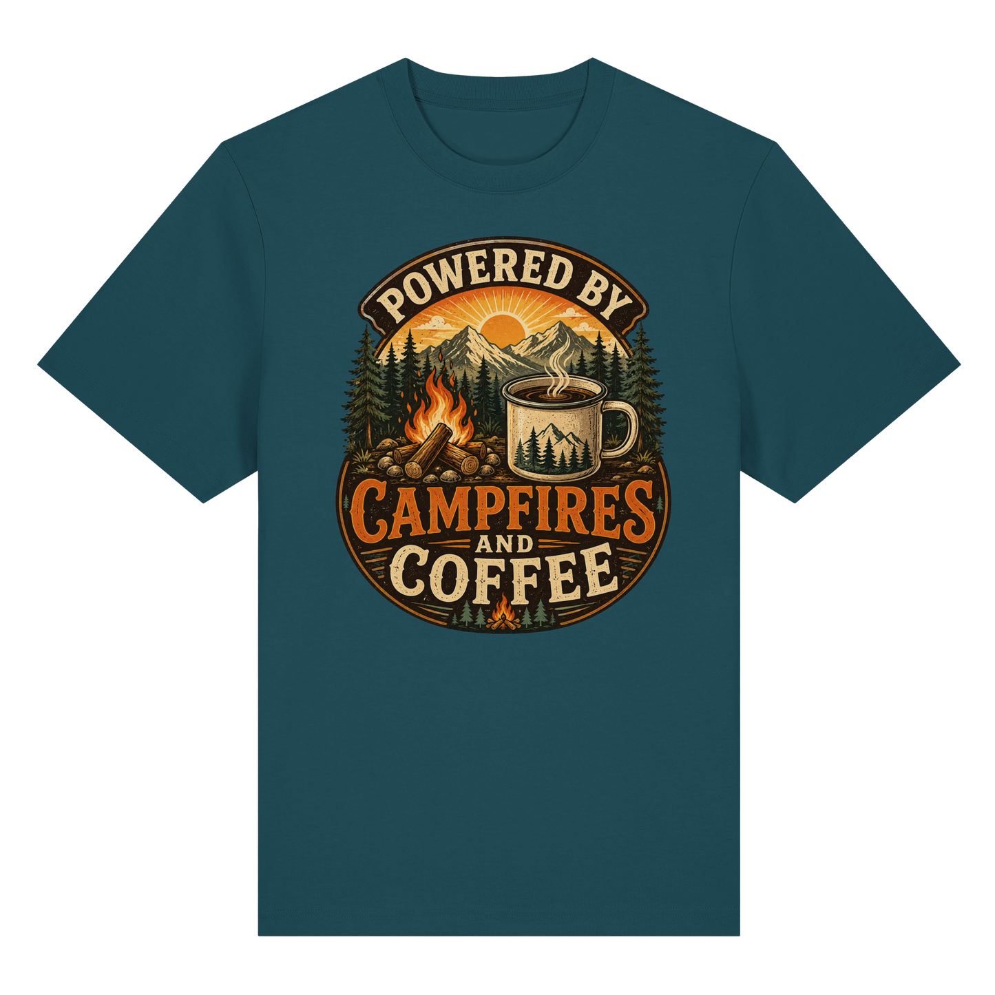 Clever Outdoor Powered by Campfires and Coffee - Organic Heavy Shirt