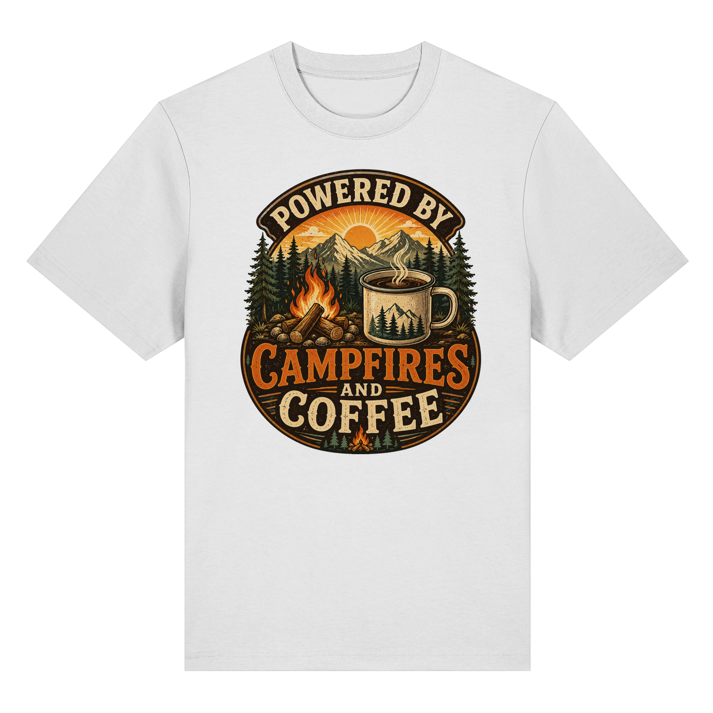 Clever Outdoor Powered by Campfires and Coffee - Organic Heavy Shirt
