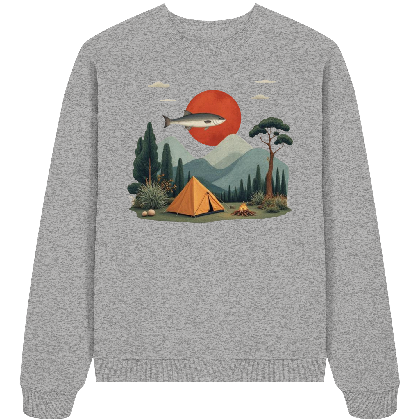 Clever Outdoor Red Sun Fish - Organic Oversize Sweatshirt