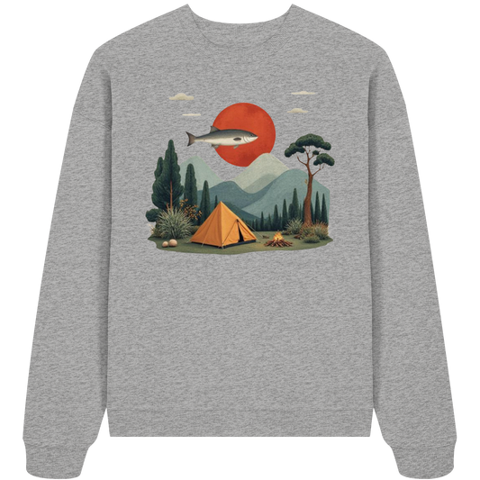 Clever Outdoor Red Sun Fish - Organic Oversize Sweatshirt - clever-outdoor.de
