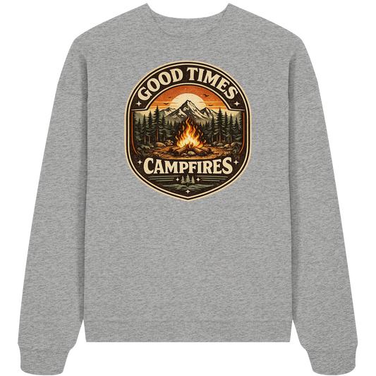 Clever Outdoor Good Times Campfires - Organic Oversize Sweatshirt - clever-outdoor.de