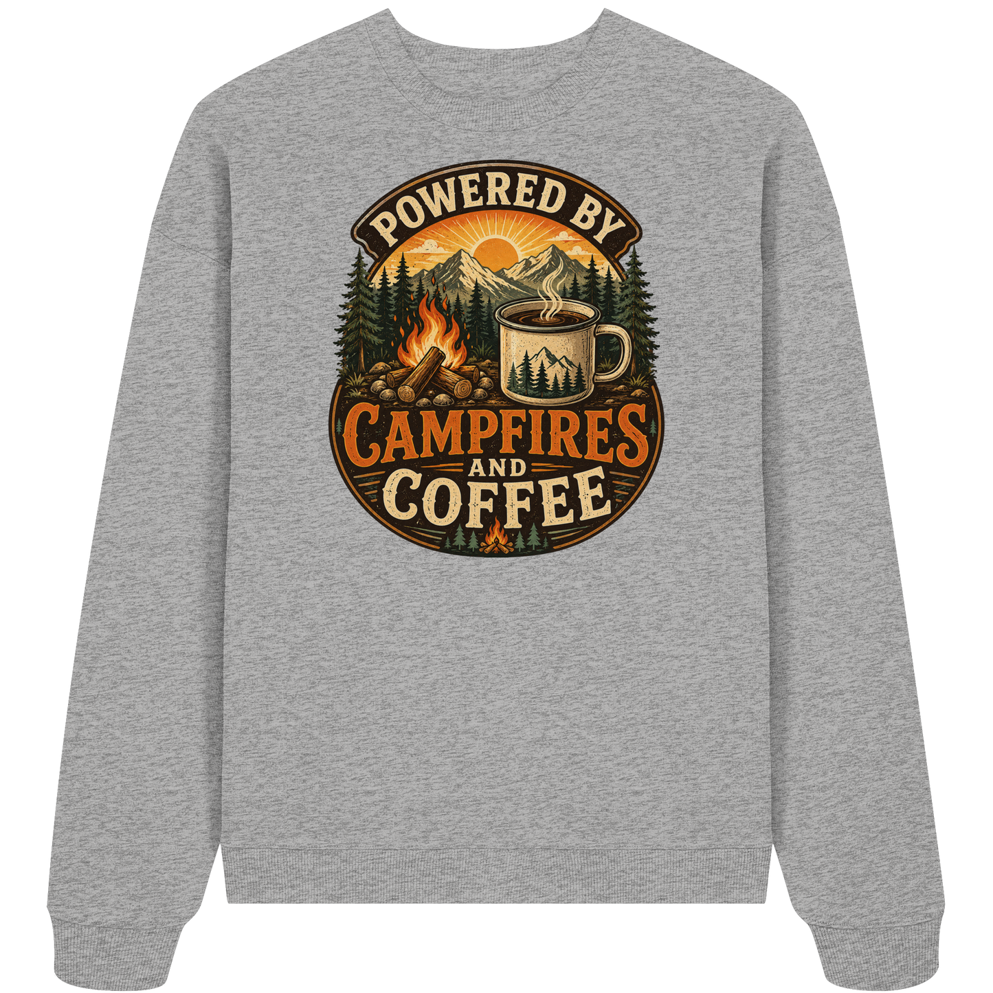Clever Outdoor Powered by Campfires and Coffee - Organic Oversize Sweatshirt