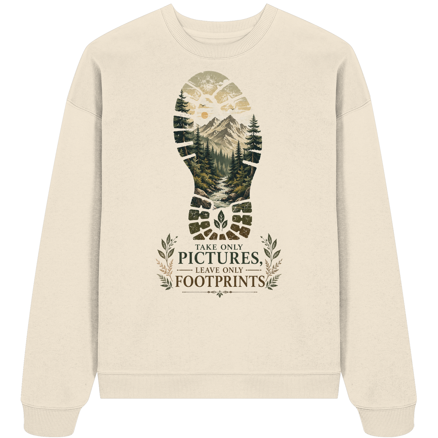 Clever Outdoor Take Only Pictures Leave Only Footprints - Organic Oversize Sweatshirt