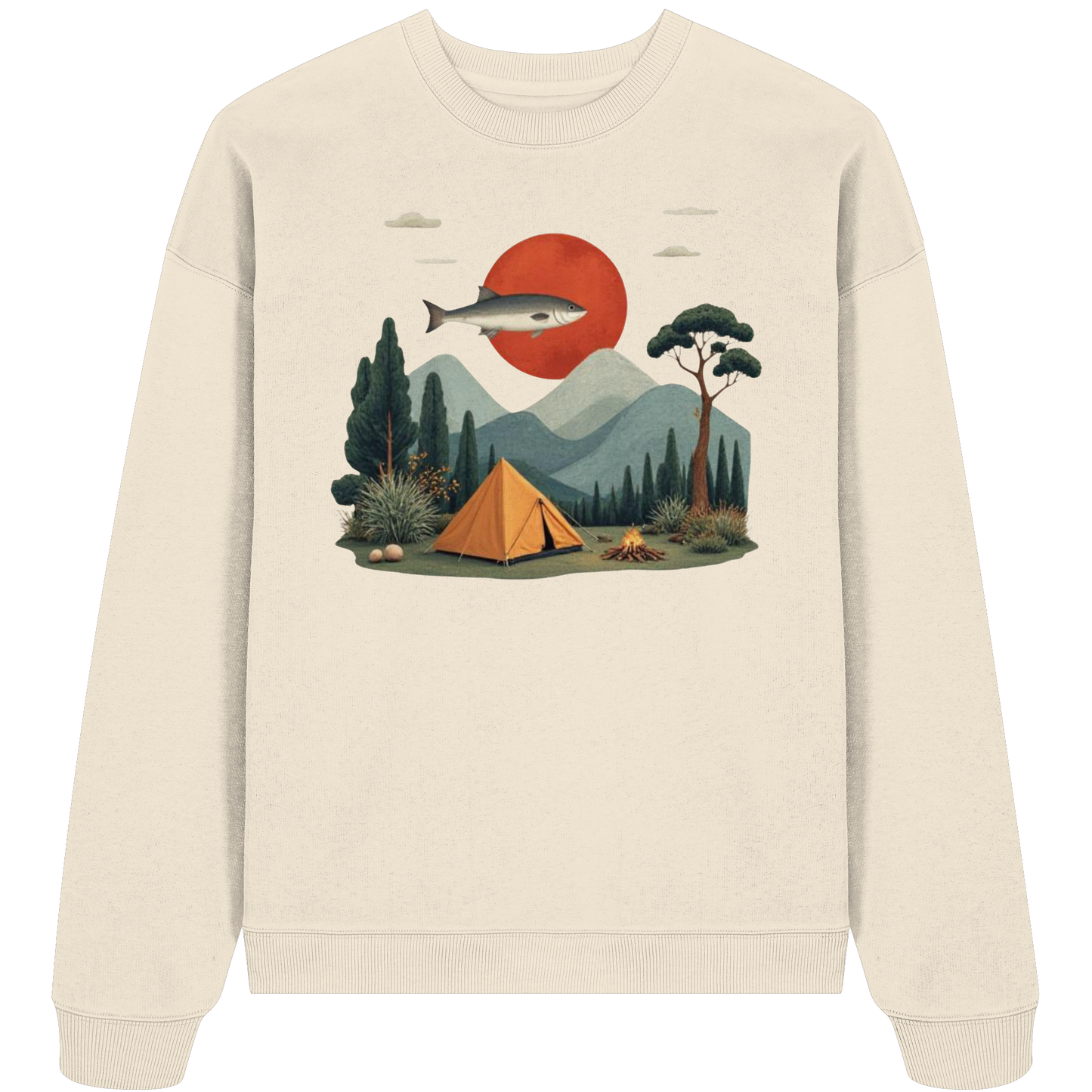 Clever Outdoor Red Sun Fish - Organic Oversize Sweatshirt