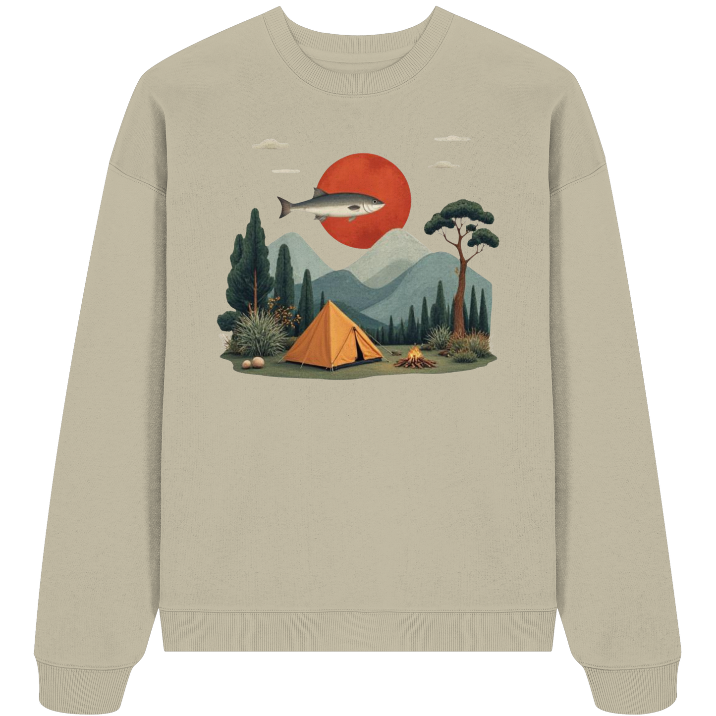 Clever Outdoor Red Sun Fish - Organic Oversize Sweatshirt