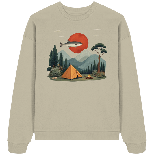 Clever Outdoor Red Sun Fish - Organic Oversize Sweatshirt - clever-outdoor.de