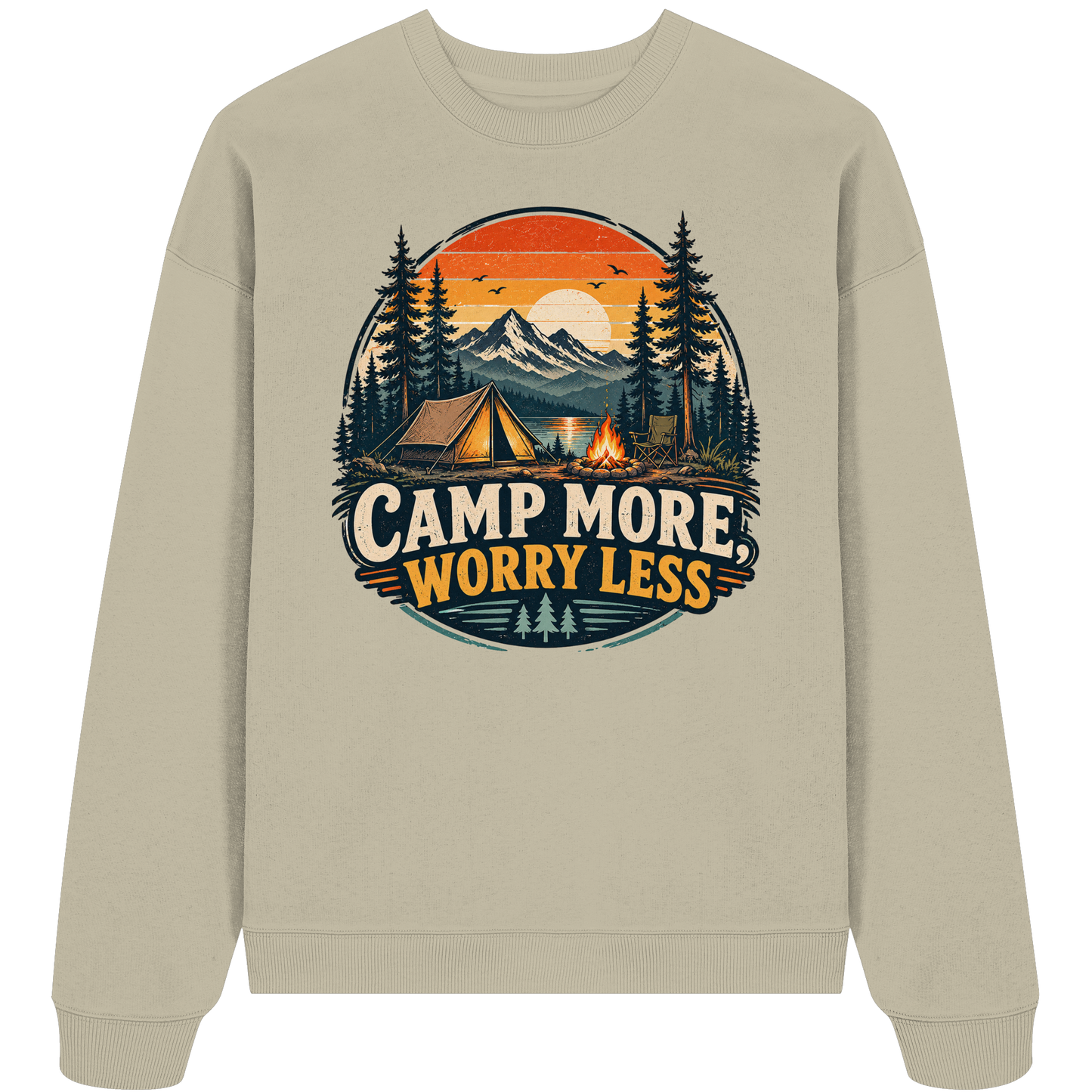 Clever Outdoor Camp More Worry Less - Organic Oversize Sweatshirt
