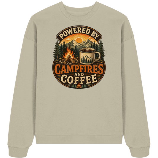 Clever Outdoor Powered by Campfires and Coffee - Organic Oversize Sweatshirt - clever-outdoor.de