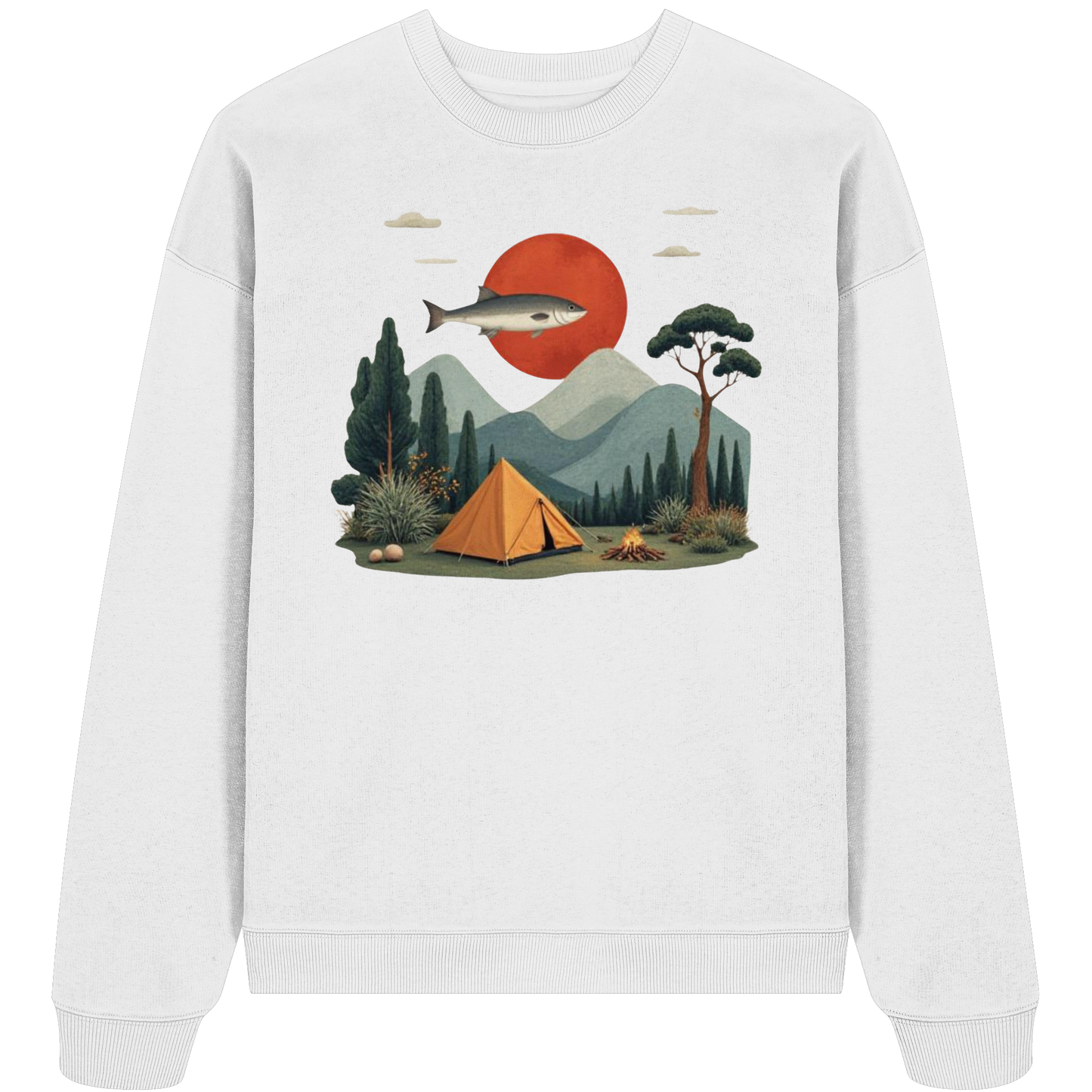 Clever Outdoor Red Sun Fish - Organic Oversize Sweatshirt