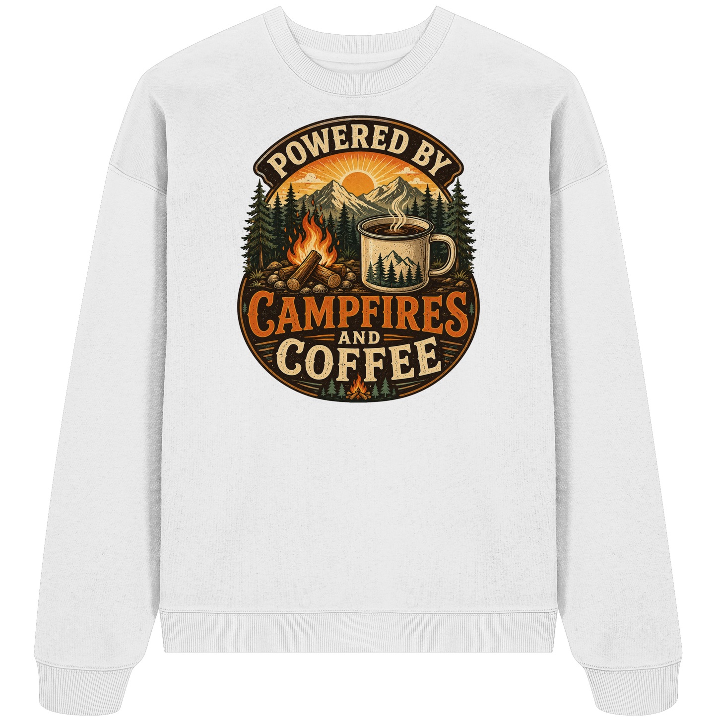 Clever Outdoor Powered by Campfires and Coffee - Organic Oversize Sweatshirt