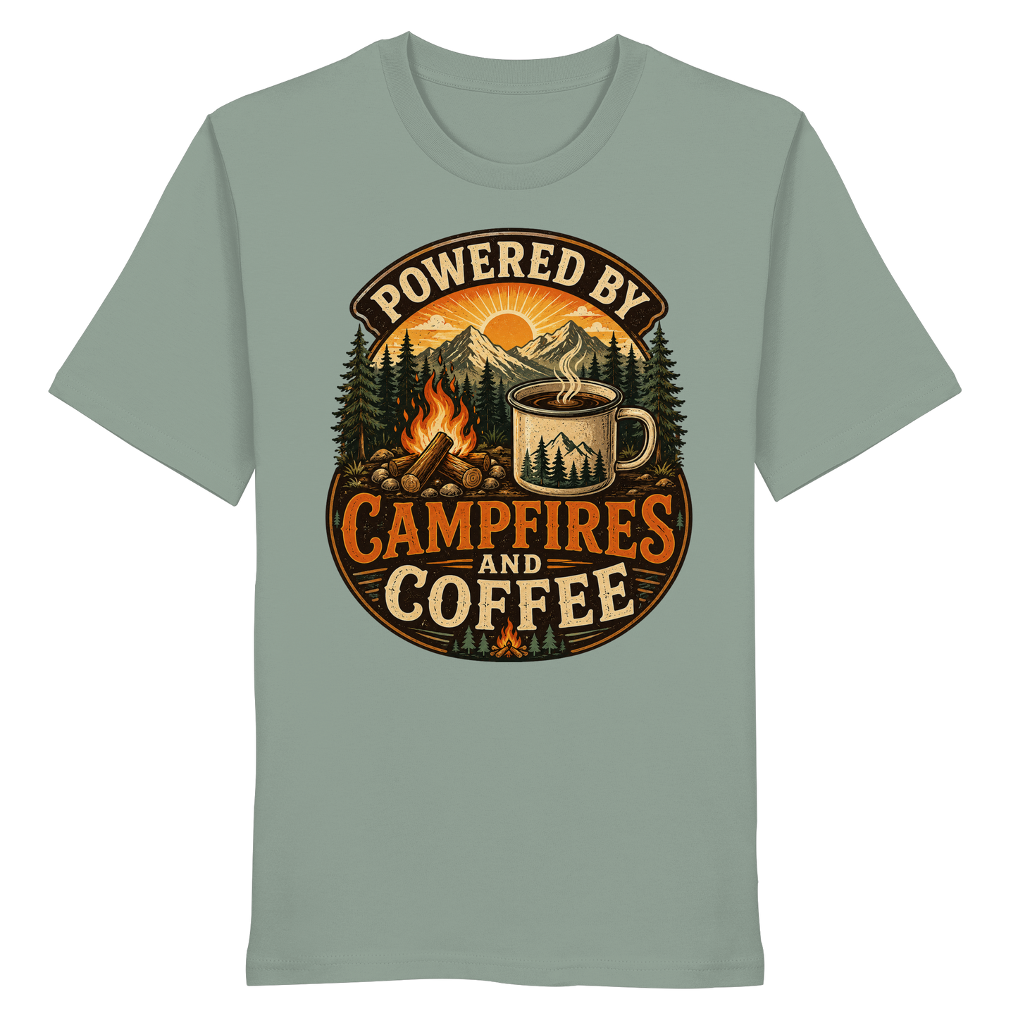 Clever Outdoor Powered by Campfires and Coffee - Organic Shirt