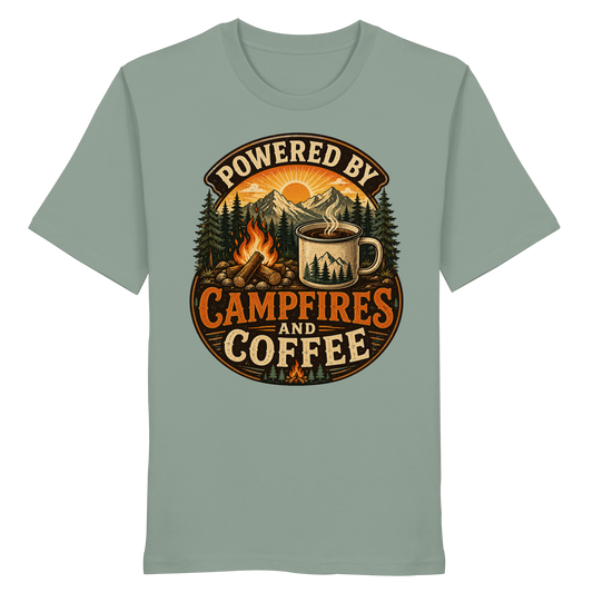 Clever Outdoor Powered by Campfires and Coffee - Organic Shirt - clever-outdoor.de