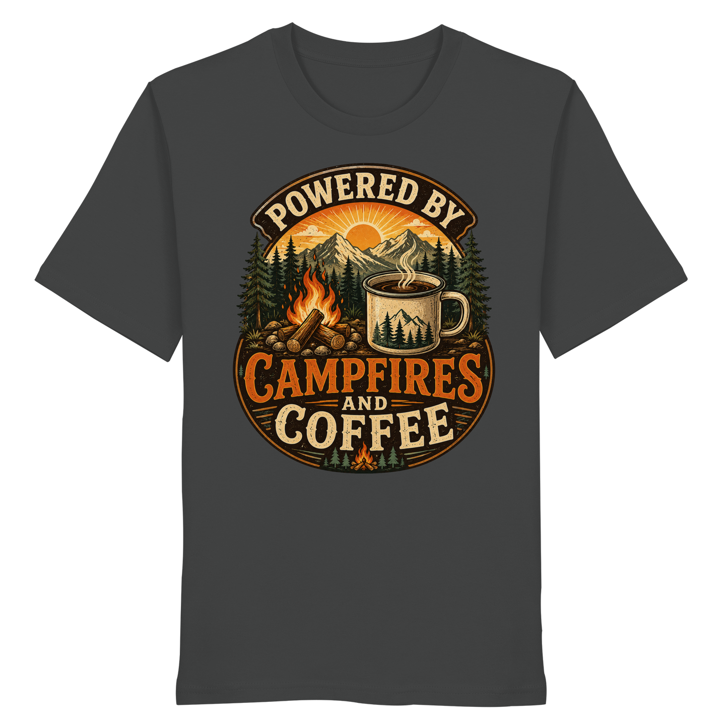 Clever Outdoor Powered by Campfires and Coffee - Organic Shirt