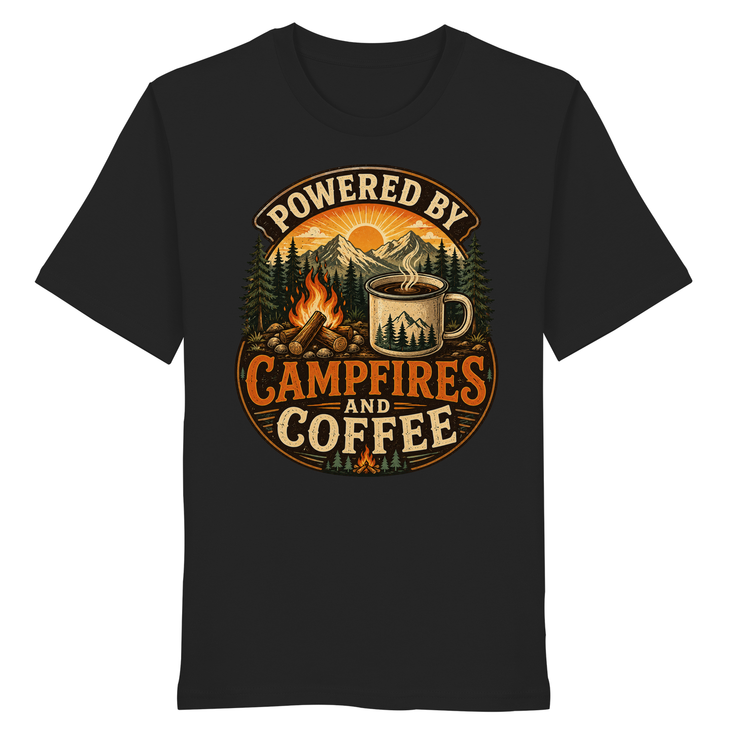 Clever Outdoor Powered by Campfires and Coffee - Organic Shirt