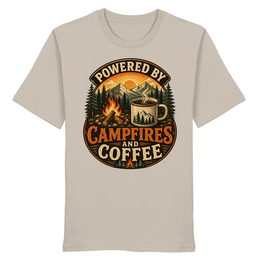 Clever Outdoor Powered by Campfires and Coffee - Organic Shirt - clever-outdoor.de