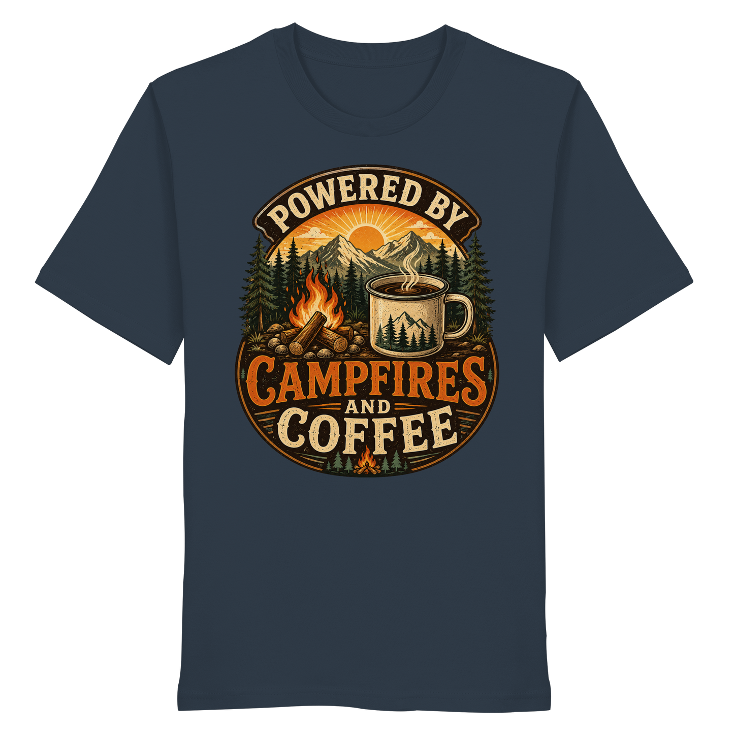 Clever Outdoor Powered by Campfires and Coffee - Organic Shirt