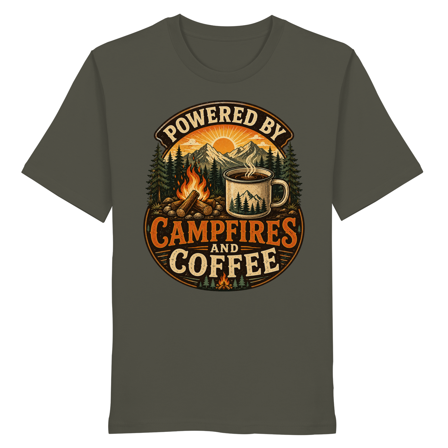 Clever Outdoor Powered by Campfires and Coffee - Organic Shirt