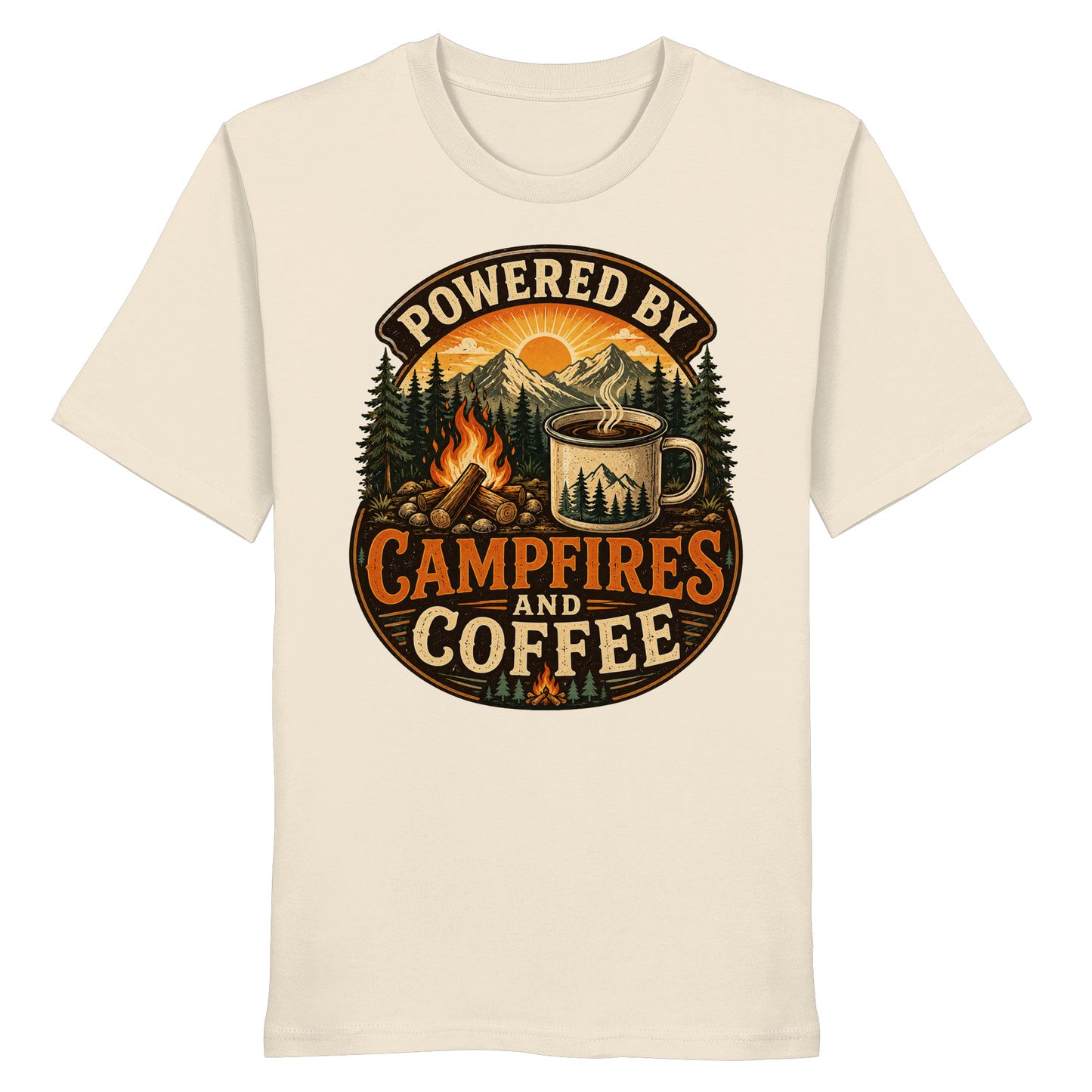 Clever Outdoor Powered by Campfires and Coffee - Organic Shirt