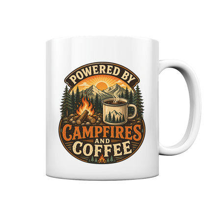 Clever Outdoor Powered by Campfires and Coffee - Tasse glossy