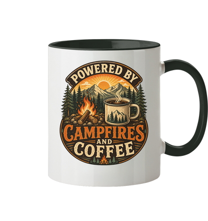 Clever Outdoor Powered by Campfires and Coffee - Tasse zweifarbig