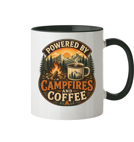 Clever Outdoor Powered by Campfires and Coffee - Tasse zweifarbig - clever-outdoor.de