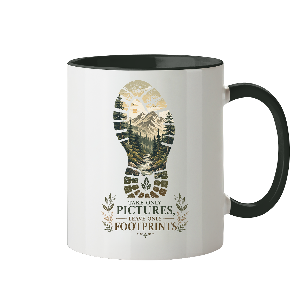 Clever Outdoor Take Only Pictures Leave Only Footprints - Tasse zweifarbig