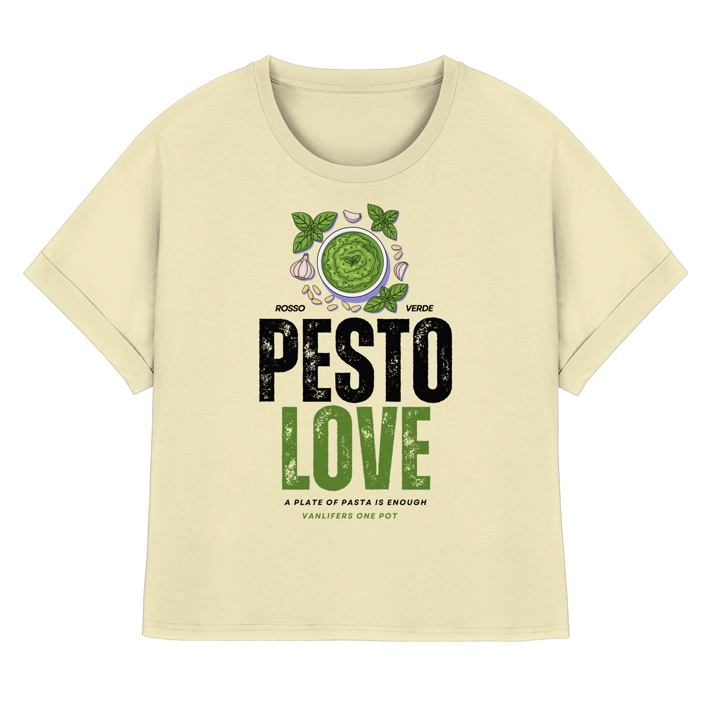 Clever Outdoor Pesto Love - Womens Organic Rolled Sleeves T-Shirt