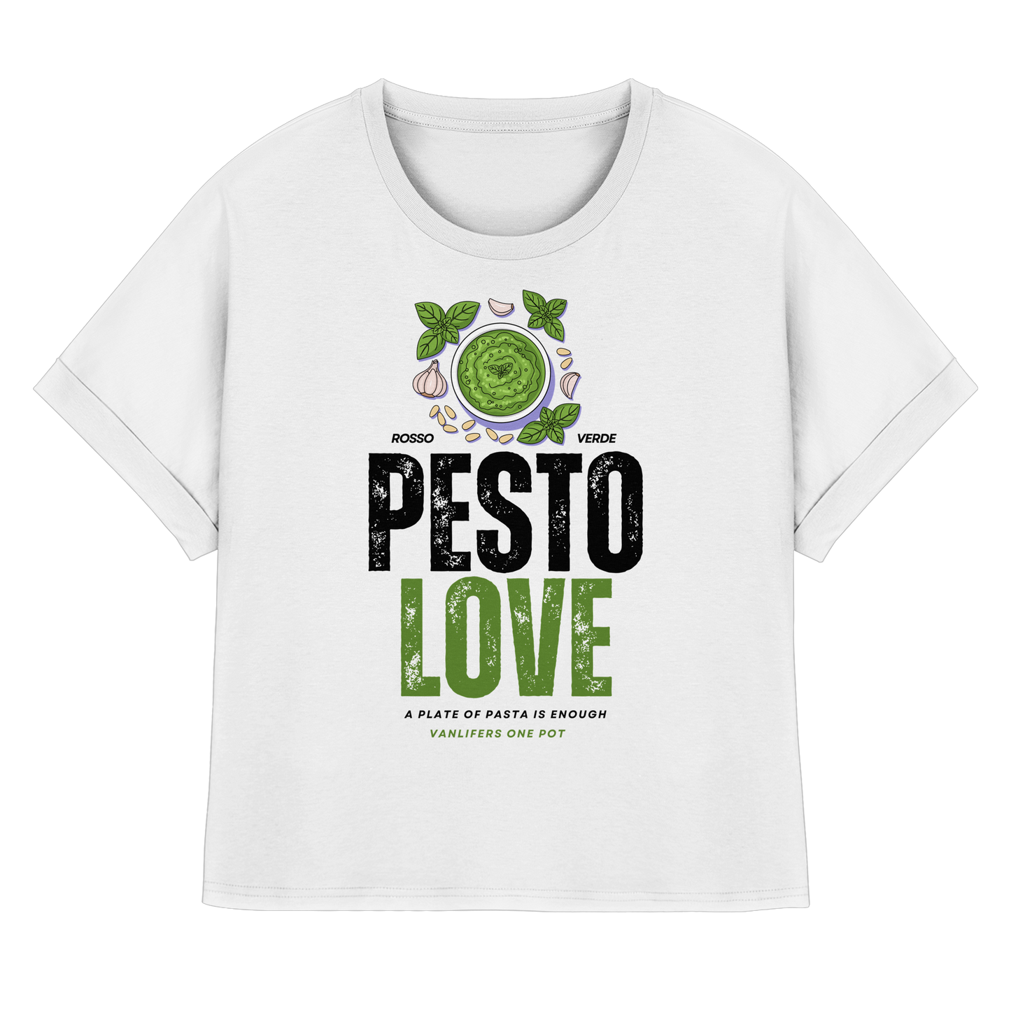 Clever Outdoor Pesto Love - Womens Organic Rolled Sleeves T-Shirt